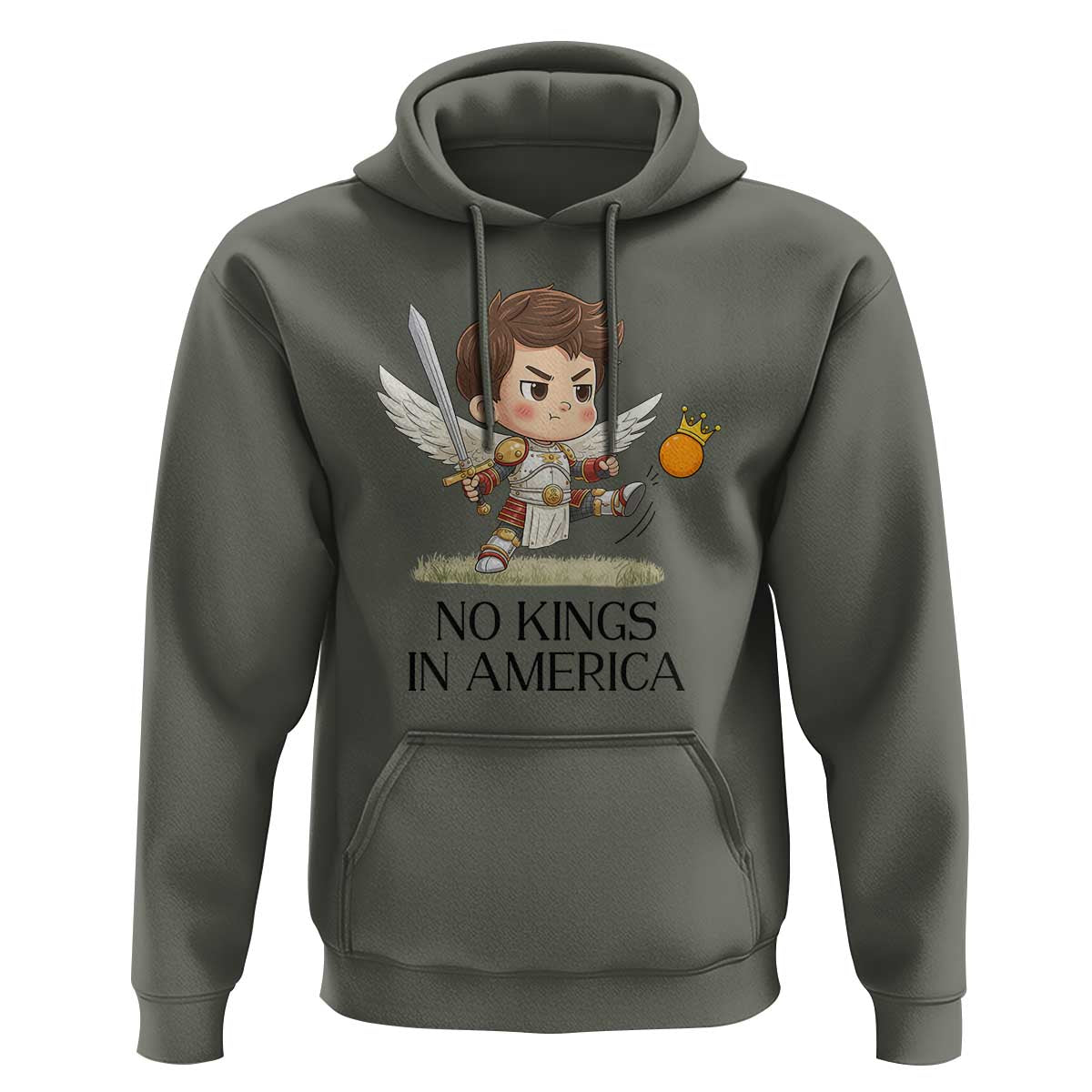 No Kings In America Hoodie Funny Saint Michael Kicking Crown