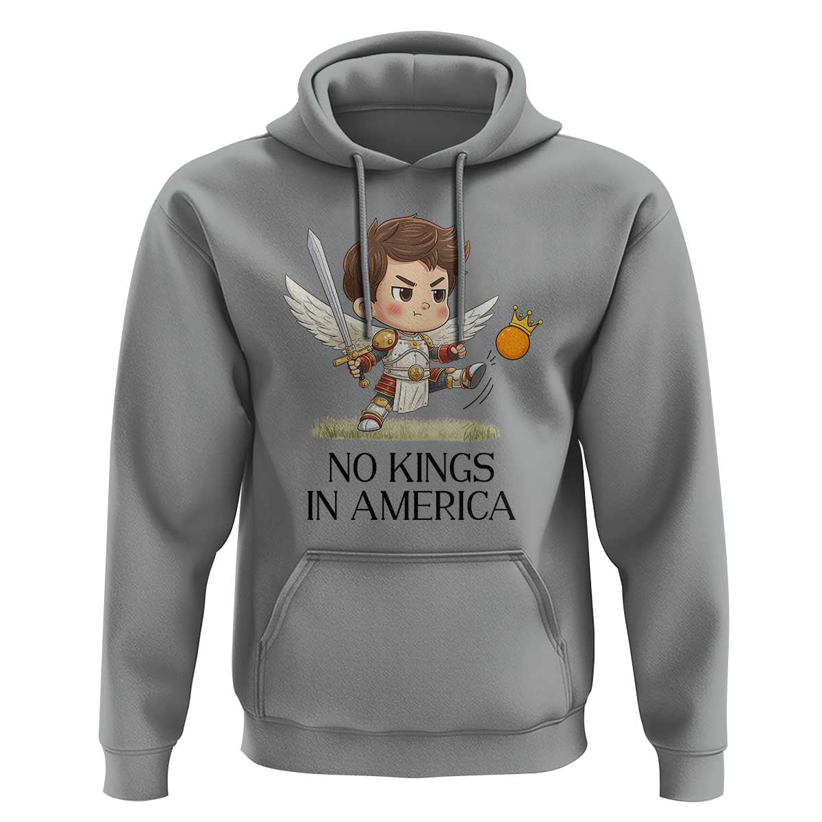 No Kings In America Hoodie Funny Saint Michael Kicking Crown