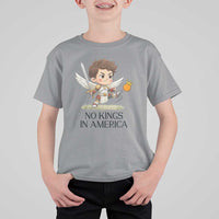 No Kings In America T Shirt For Kid Funny Saint Michael Kicking Crown