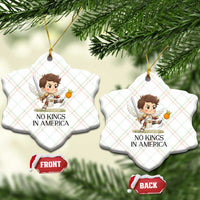 No Kings In America Ceramic Ornament Funny Saint Michael Kicking Crown