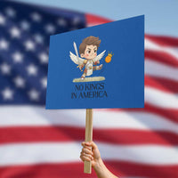 No Kings In America Protest Sign Funny Saint Michael Kicking Crown