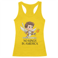 No Kings In America Racerback Tank Top Funny Saint Michael Kicking Crown