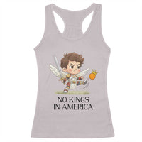 No Kings In America Racerback Tank Top Funny Saint Michael Kicking Crown