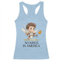 No Kings In America Racerback Tank Top Funny Saint Michael Kicking Crown