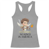 No Kings In America Racerback Tank Top Funny Saint Michael Kicking Crown