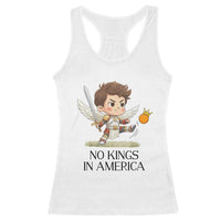 No Kings In America Racerback Tank Top Funny Saint Michael Kicking Crown