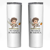 No Kings In America Skinny Tumbler Funny Saint Michael Kicking Crown