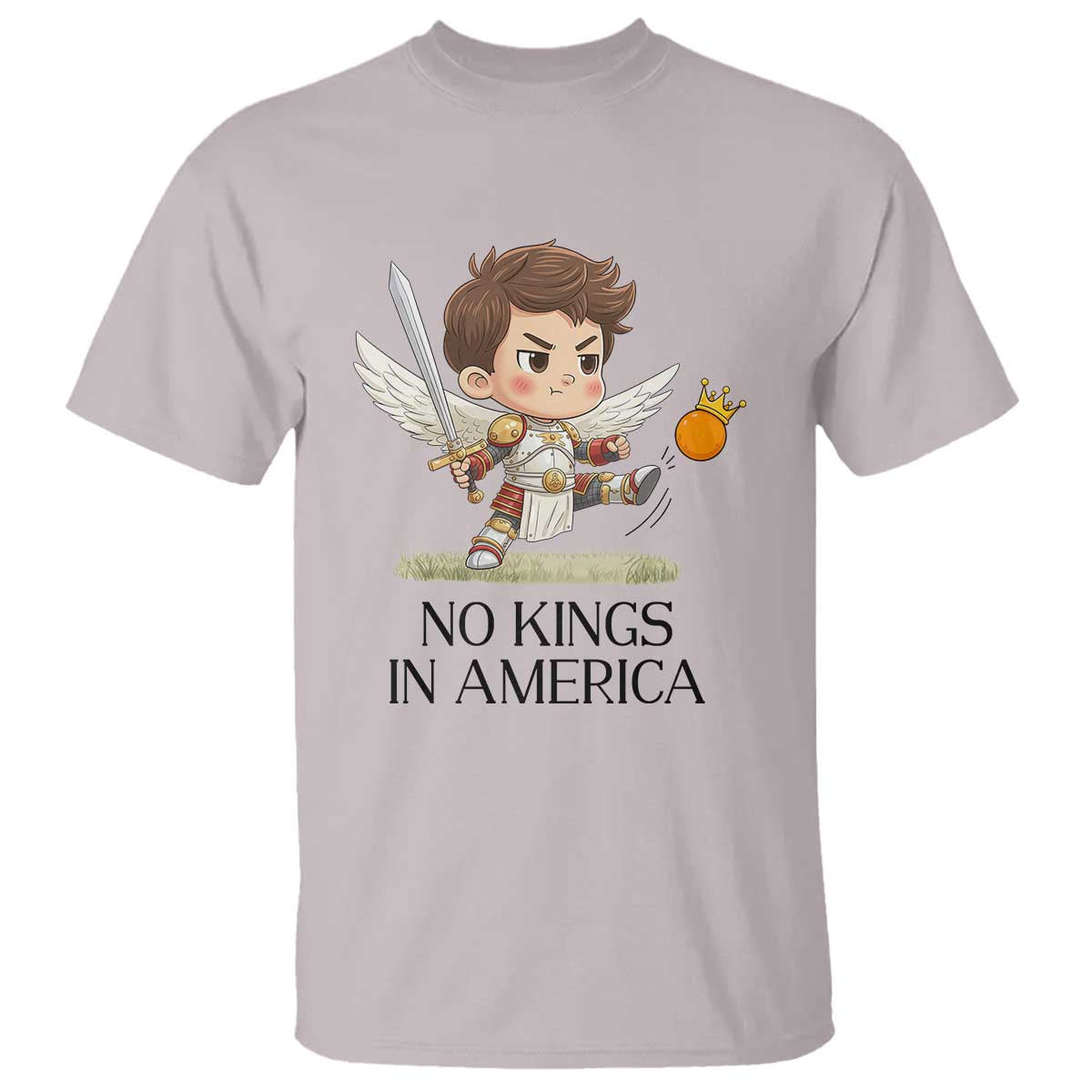 No Kings In America T Shirt Funny Saint Michael Kicking Crown
