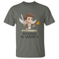 No Kings In America T Shirt Funny Saint Michael Kicking Crown