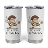 No Kings In America Tumbler Cup Funny Saint Michael Kicking Crown