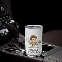 No Kings In America Tumbler Cup Funny Saint Michael Kicking Crown