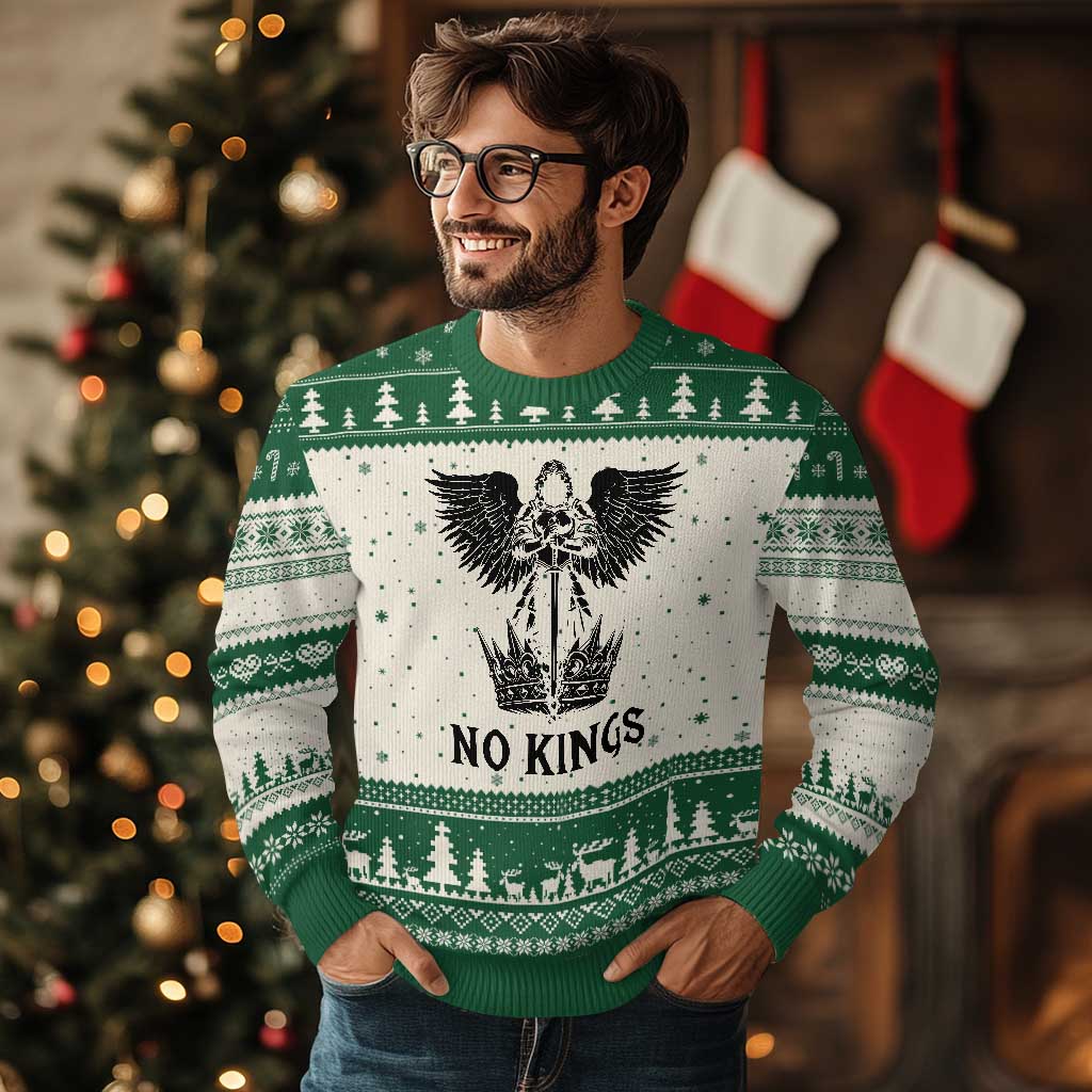 No Kings Ugly Christmas Sweater St Michael Archangel Victory Over Tyranny