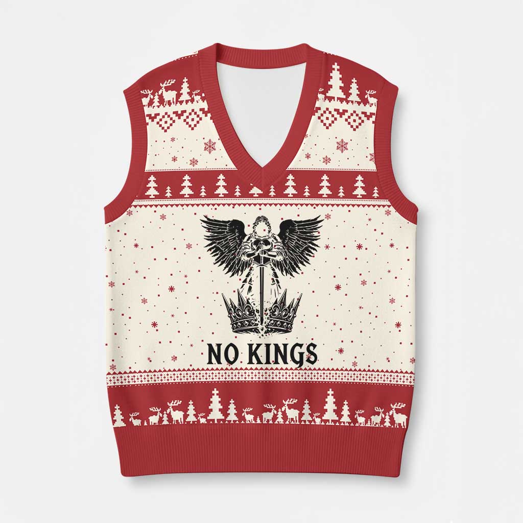 No Kings V-Neck Knit Sweater Vest St Michael Archangel Victory Over Tyranny