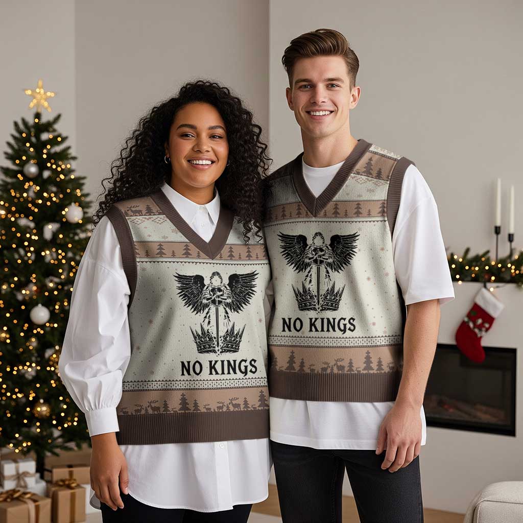 No Kings V-Neck Knit Sweater Vest St Michael Archangel Victory Over Tyranny