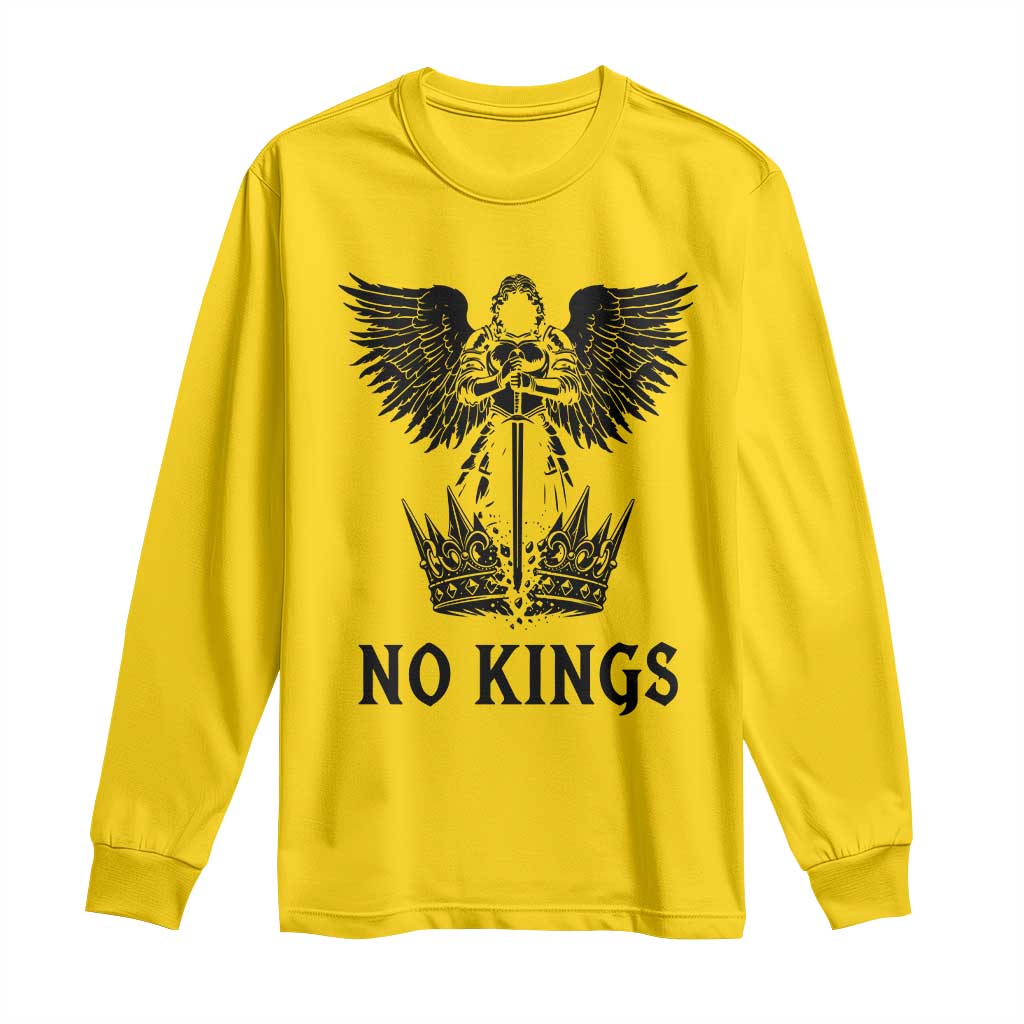No Kings Long Sleeve Shirt St Michael Archangel Victory Over Tyranny