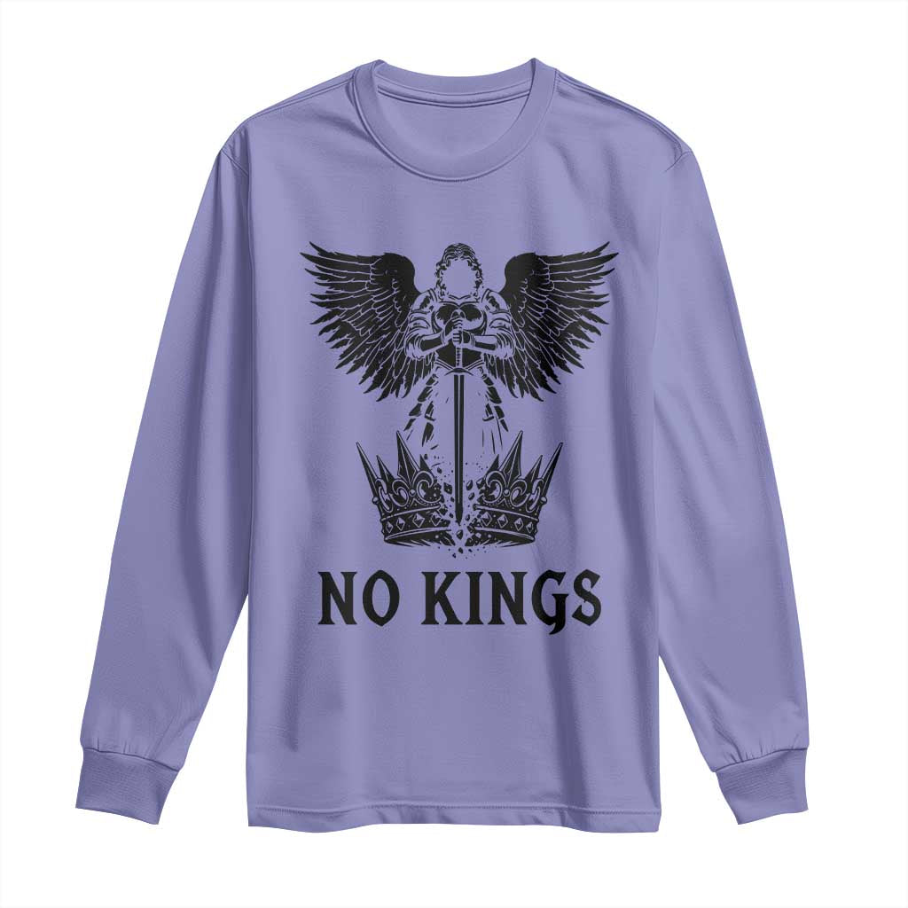 No Kings Long Sleeve Shirt St Michael Archangel Victory Over Tyranny