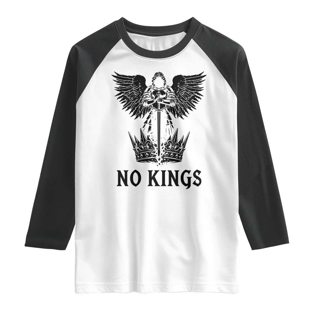 No Kings Raglan Shirt St Michael Archangel Victory Over Tyranny