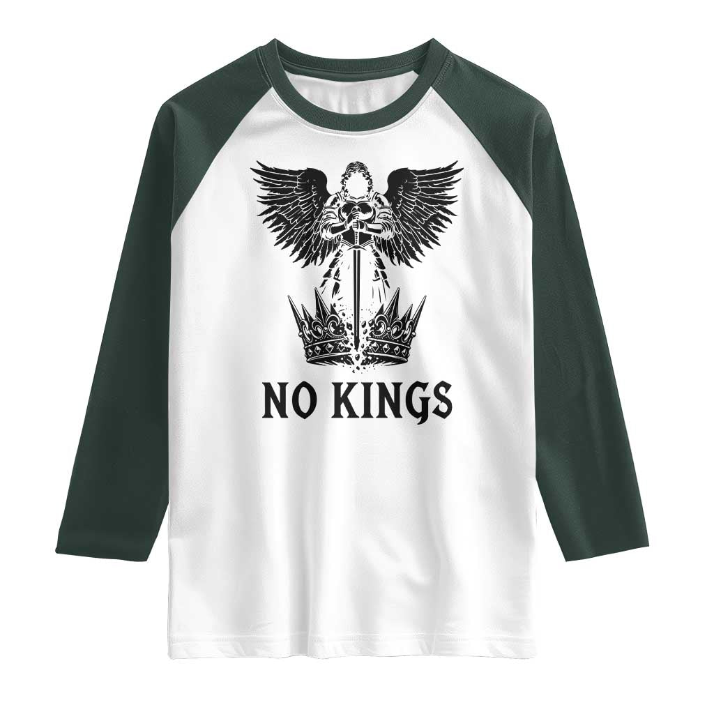 No Kings Raglan Shirt St Michael Archangel Victory Over Tyranny