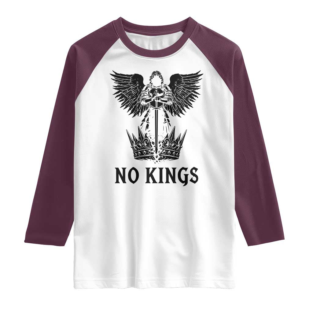 No Kings Raglan Shirt St Michael Archangel Victory Over Tyranny
