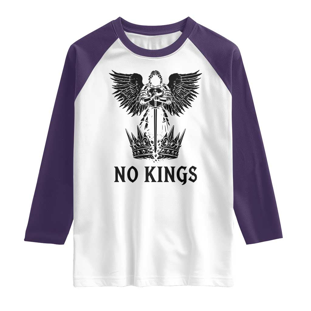 No Kings Raglan Shirt St Michael Archangel Victory Over Tyranny