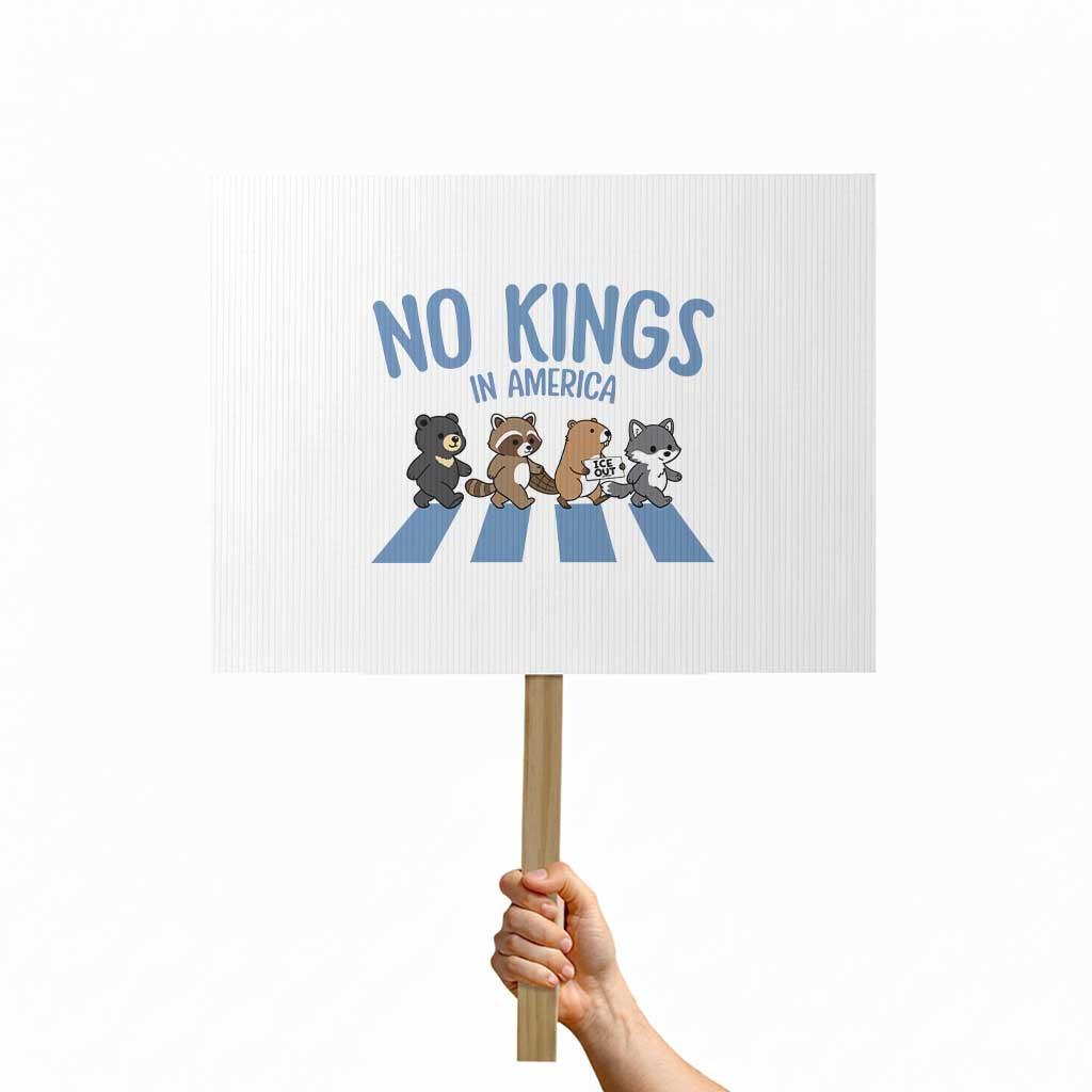 Funny No Kings Cute Forest Animals Protest Sign Gift For Animal Lovers