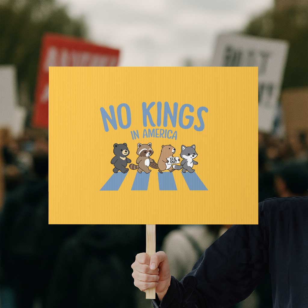 Funny No Kings Cute Forest Animals Protest Sign Gift For Animal Lovers