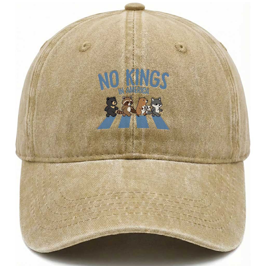 Funny No Kings Cute Forest Animals Washed Cotton Baseball Cap Gift For Animal Lovers