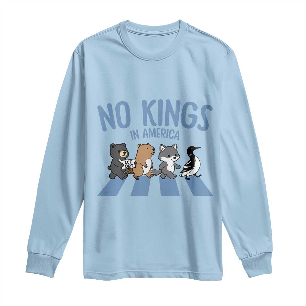 Funny Political No Kings In America Long Sleeve Shirt Gift For Animal Lovers