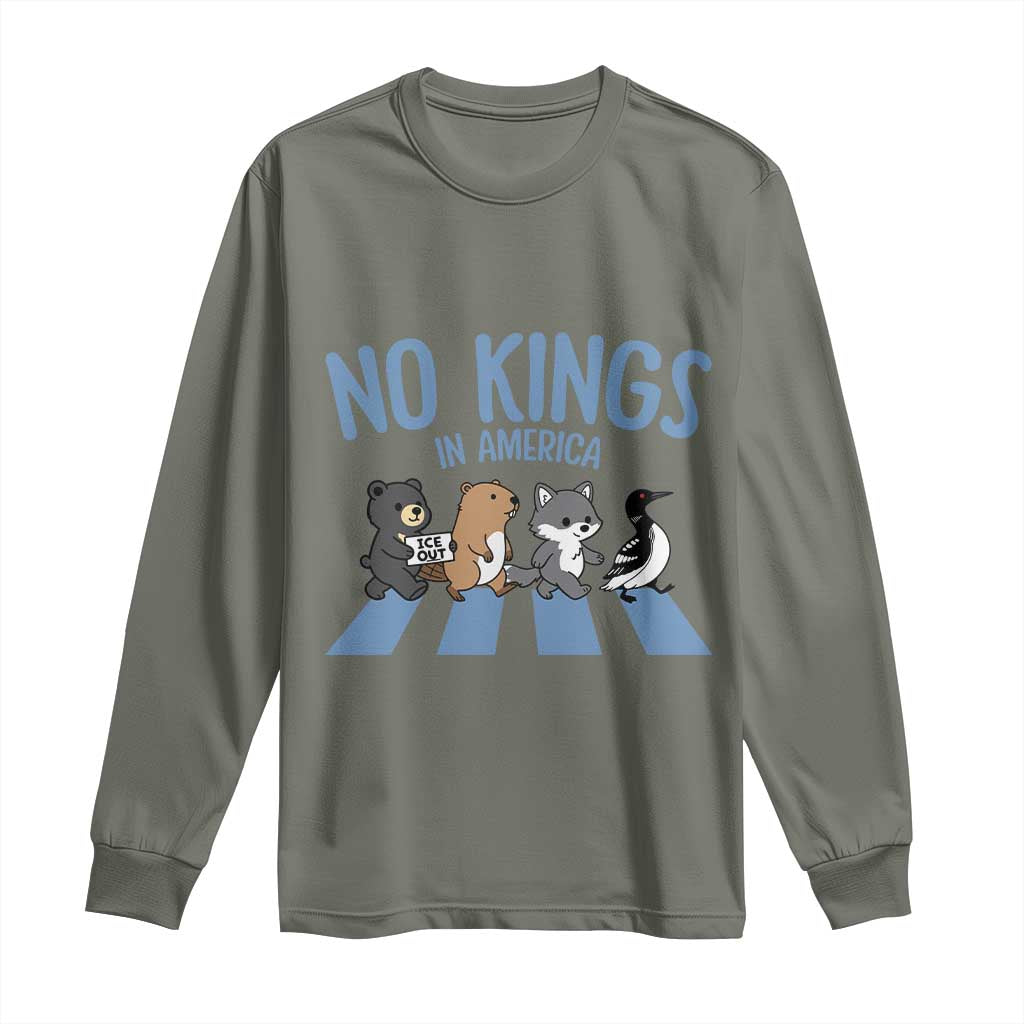 Funny Political No Kings In America Long Sleeve Shirt Gift For Animal Lovers