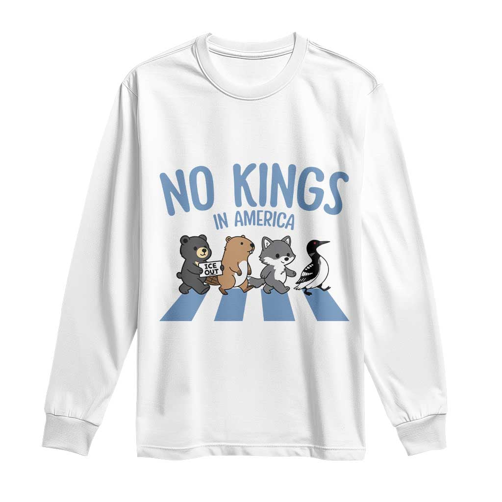 Funny Political No Kings In America Long Sleeve Shirt Gift For Animal Lovers