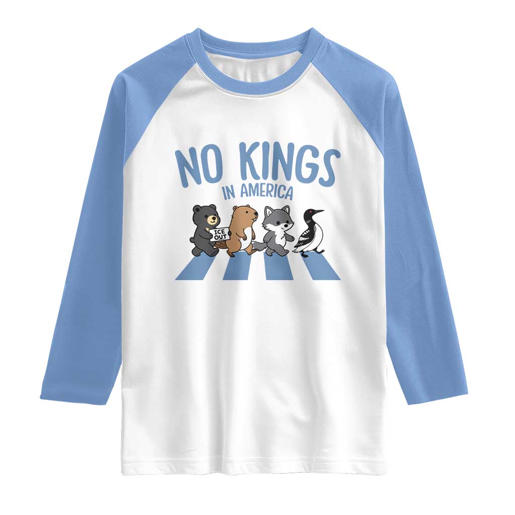 Funny Political No Kings In America Raglan Shirt Gift For Animal Lovers