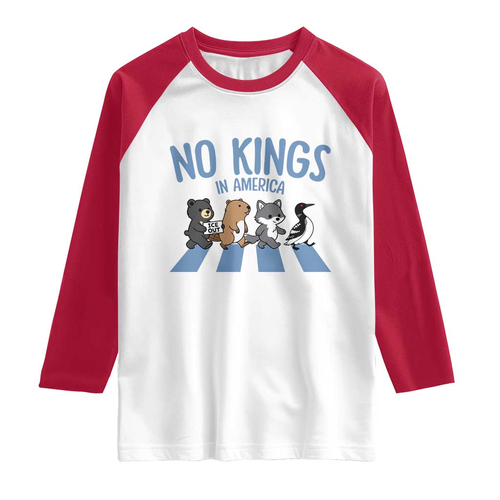 Funny Political No Kings In America Raglan Shirt Gift For Animal Lovers