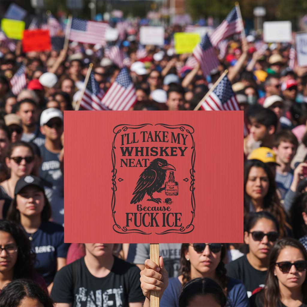 I Will Take My Whiskey Neat Because Fck Ice Protest Sign Funny Political Whiskey