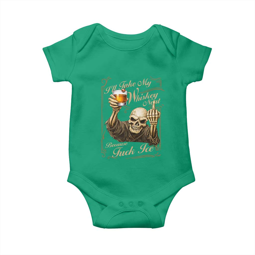 Skeleton Whiskey Baby Onesie I Will Take My Whiskey Neat No Ice