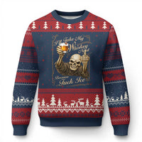 Skeleton Whiskey Ugly Christmas Sweater I Will Take My Whiskey Neat No Ice