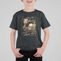 Skeleton Whiskey T Shirt For Kid I Will Take My Whiskey Neat No Ice