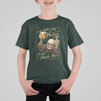 Skeleton Whiskey T Shirt For Kid I Will Take My Whiskey Neat No Ice