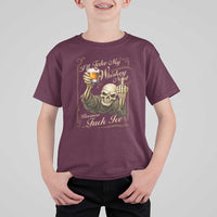 Skeleton Whiskey T Shirt For Kid I Will Take My Whiskey Neat No Ice