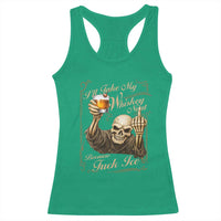 Skeleton Whiskey Racerback Tank Top I Will Take My Whiskey Neat No Ice