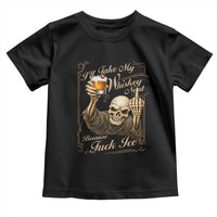 Skeleton Whiskey Toddler T Shirt I Will Take My Whiskey Neat No Ice