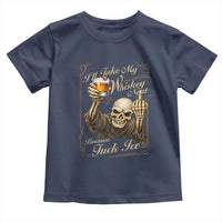 Skeleton Whiskey Toddler T Shirt I Will Take My Whiskey Neat No Ice