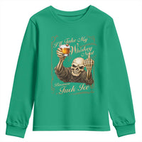 Skeleton Whiskey Youth Sweatshirt I Will Take My Whiskey Neat No Ice