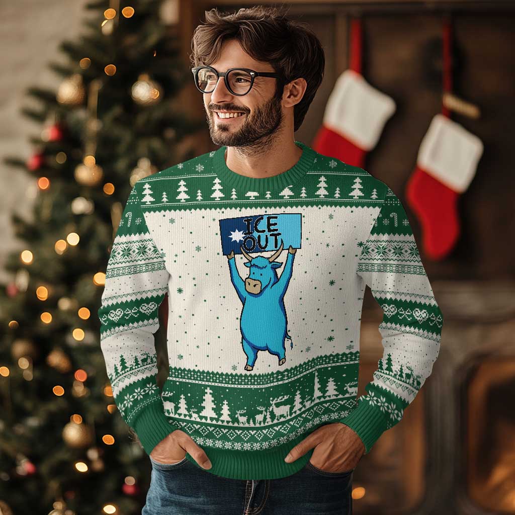 Funny Minnesota Folklore Babe The Blue Ox Ugly Christmas Sweater Ice Out