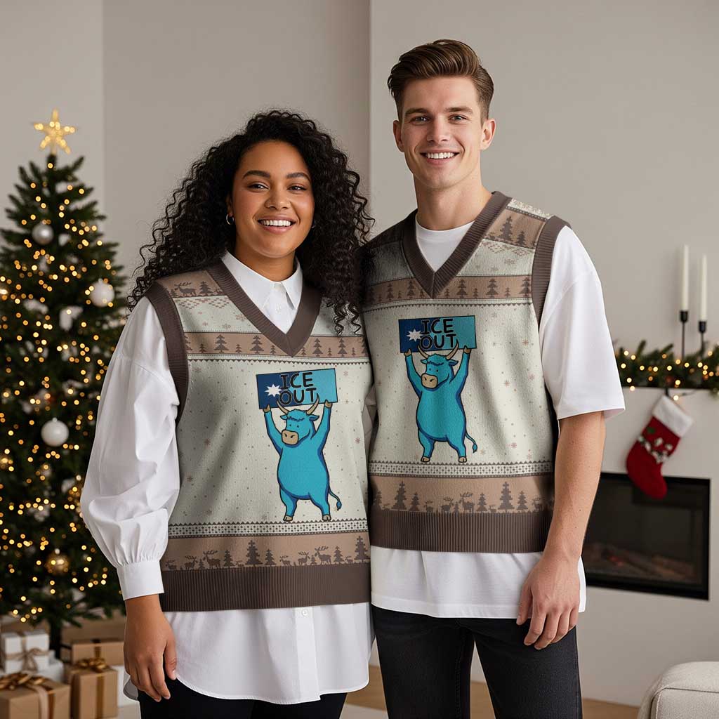 Funny Minnesota Folklore Babe The Blue Ox V-Neck Knit Sweater Vest Ice Out