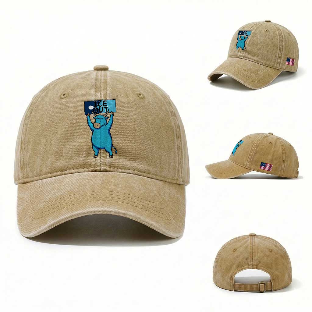 Funny Minnesota Folklore Babe The Blue Ox Washed Cotton Baseball Cap Ice Out