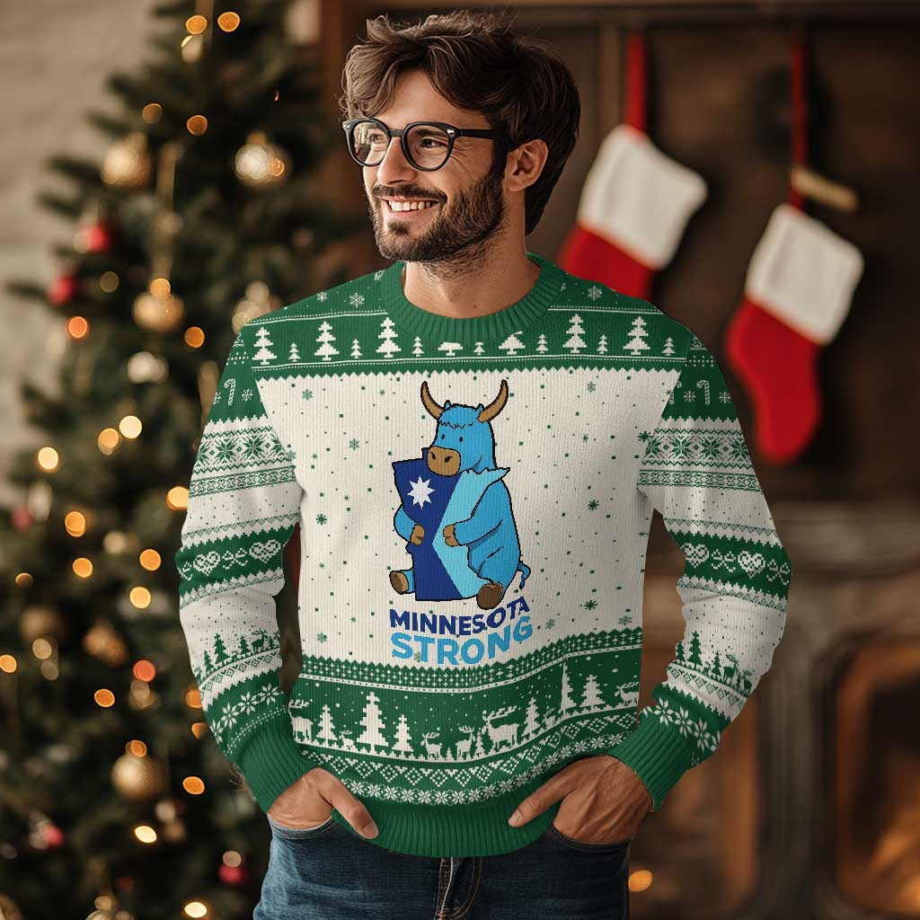 Minnesota Strong Ugly Christmas Sweater Blue Ox Midwest Folklore Heritage