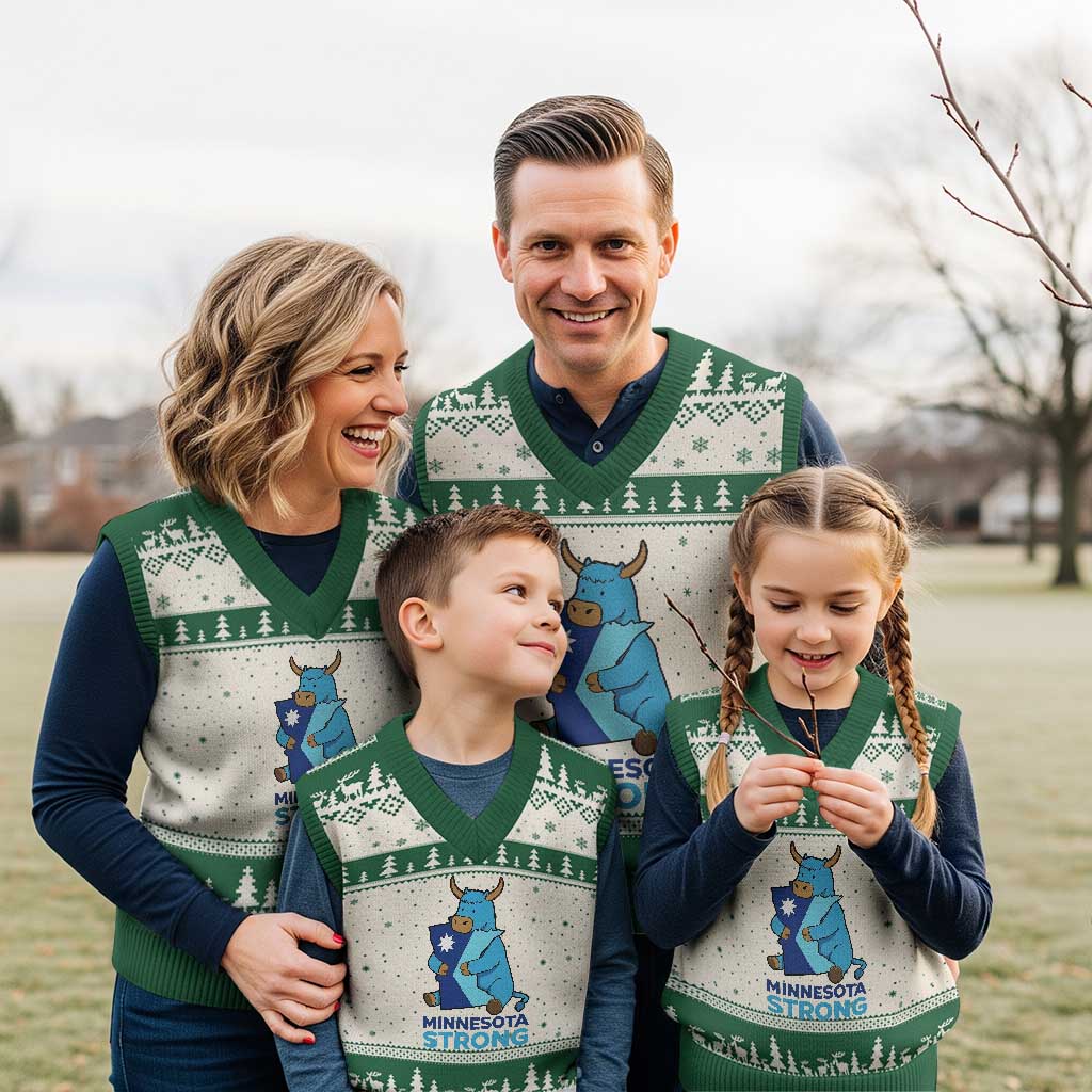 Minnesota Strong V-Neck Knit Sweater Vest Blue Ox Midwest Folklore Heritage