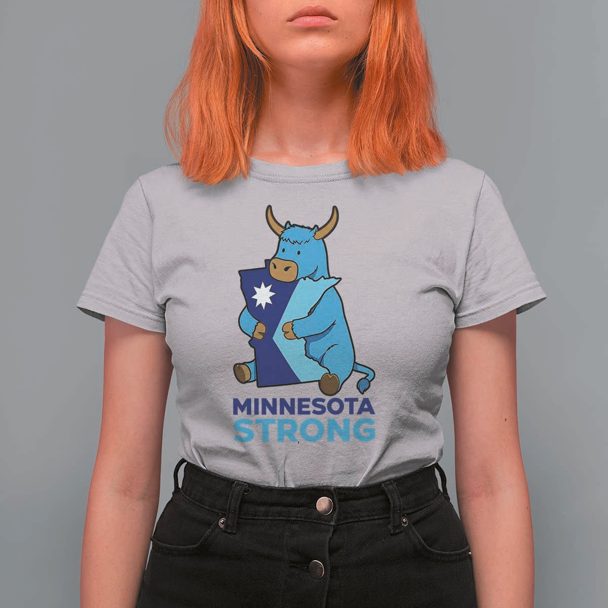 Minnesota Strong T Shirt For Women Blue Ox Midwest Folklore Heritage