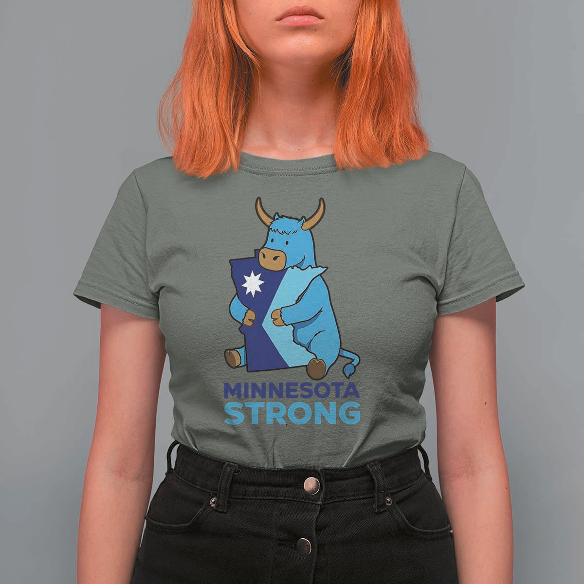 Minnesota Strong T Shirt For Women Blue Ox Midwest Folklore Heritage