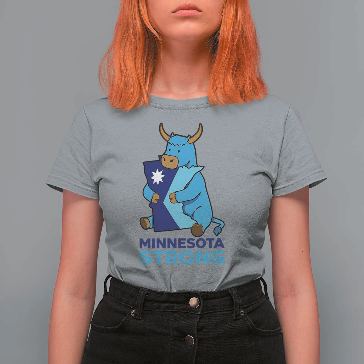 Minnesota Strong T Shirt For Women Blue Ox Midwest Folklore Heritage